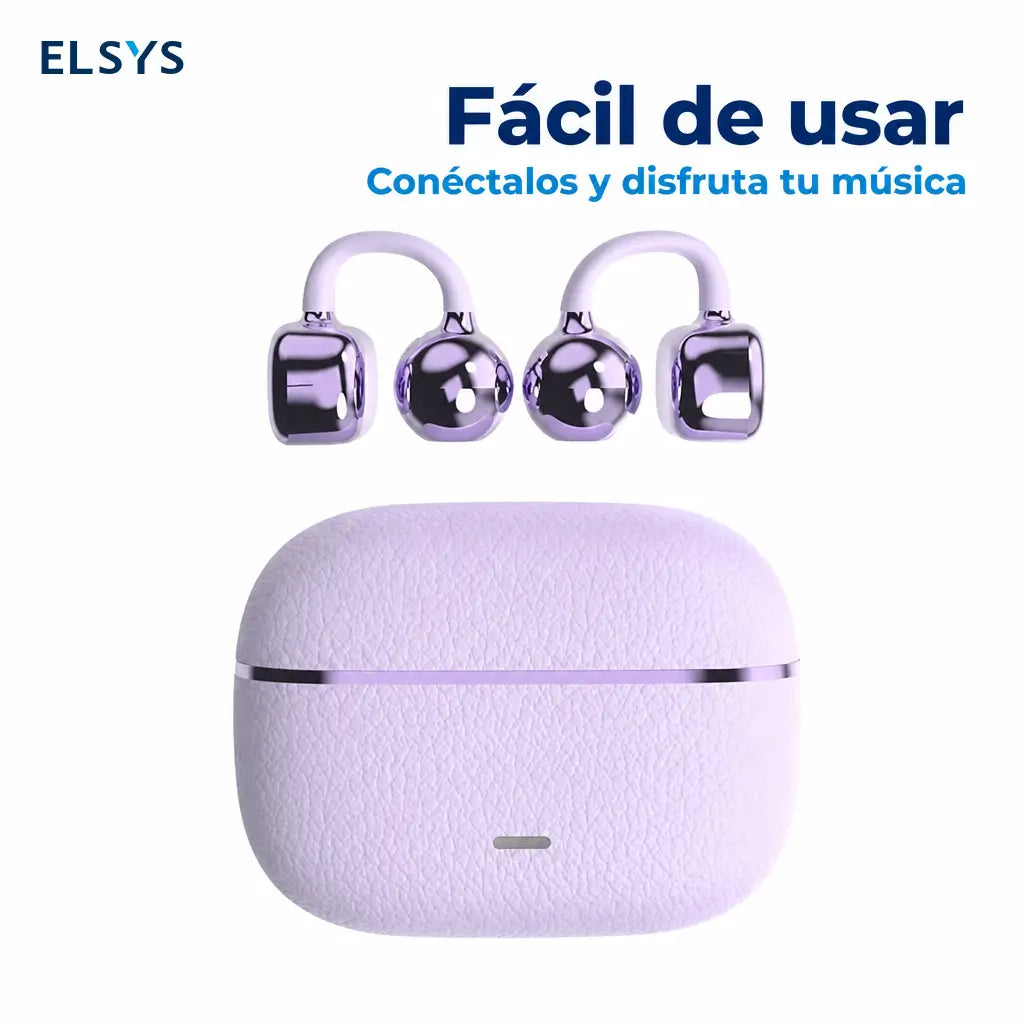 Audífonos inalámbricos de clip Bluetooth 6.0 con ajuste seguro, sonido panorámico y resistencia IPX5 para deporte y llamadas en celular