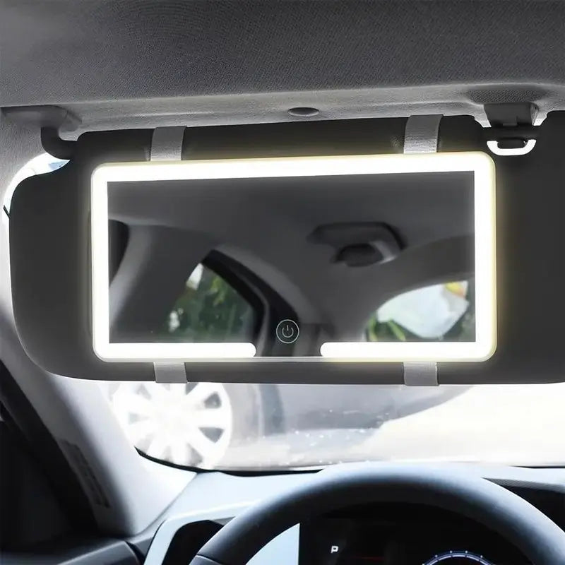 Espejo de Maquillaje para Visera de Auto - Pantalla Táctil LED con Brillo Ajustable - Espejo de Vanidad HD Recargable para Interior de Coche - Accesorios Esenciales