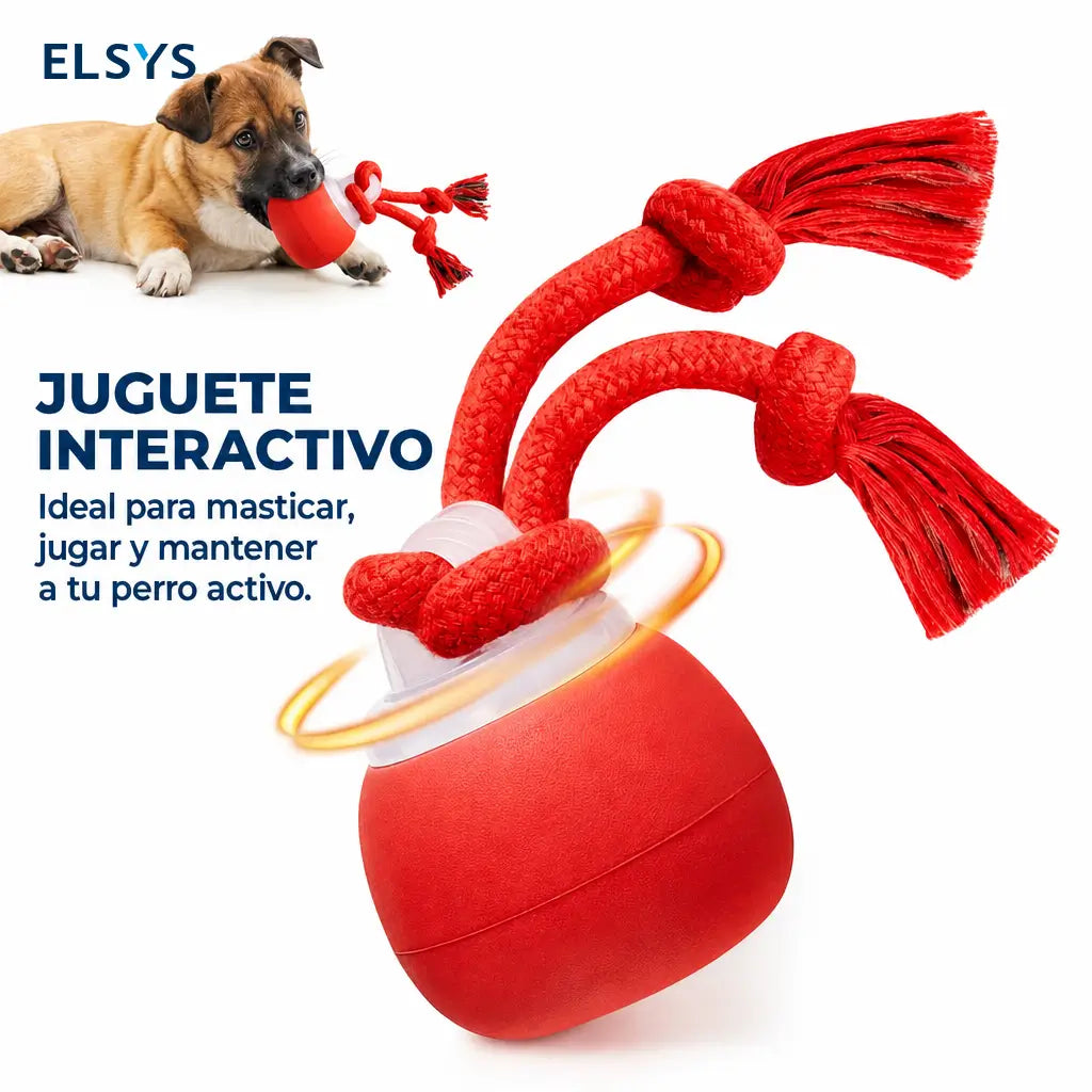 Pelota interactiva recargable para perro con cuerda mordible, sonido chillón y 3 modos para cachorros y razas pequeñas y medianas