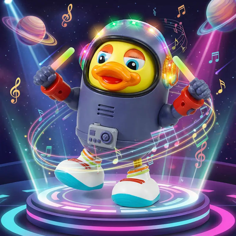 Pato Astronauta Bailarín Musical para Niños con Luces LED, Juguete Interactivo Caminante Regalo de Navidad para Todas las Edades