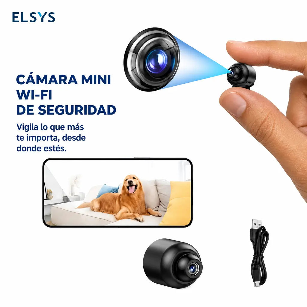 Cámara de seguridad WiFi mini con visión nocturna infrarroja para monitorear casa, bebés, mascotas y cochera desde el celular en tiempo real