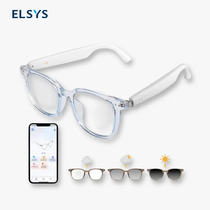 Lentes inteligentes con micas polarizadas de ajuste automático, bocina integrada, micrófono y filtro de luz azul para música y llamadas