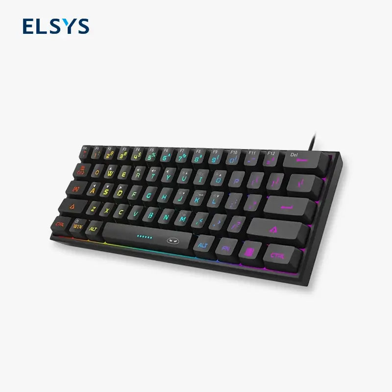Mini Teclado Gamer 60% con Retroiluminación RGB, 61 Teclas, Teclado de Membrana Ultra Compacto y Ergonómico, Impermeable para PC, Mac y Consolas (Negro)