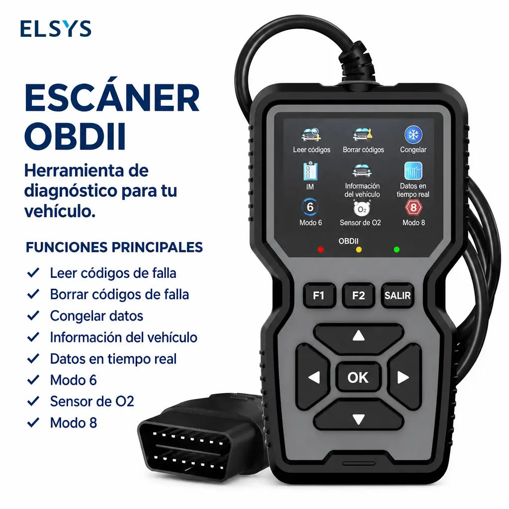 Escáner automotriz OBD2 profesional con datos en vivo, modos 6 y 8 para diagnosticar autos compatibles después de 1996