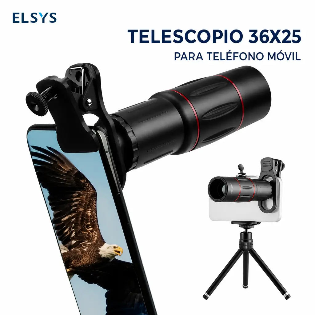 Lente telefoto 28X-36X para celular con clip universal para fotos y videos HD en conciertos, viajes, aves y paisajes lejanos