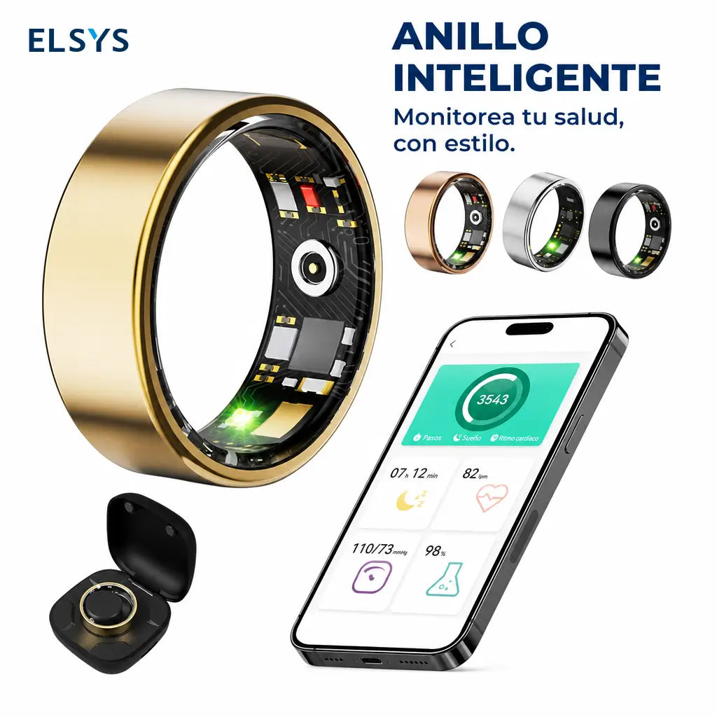 Anillo inteligente con monitoreo cardiaco, sueño y 5 modos deportivos para uso diario, ejercicio y seguimiento en celular iOS y Android