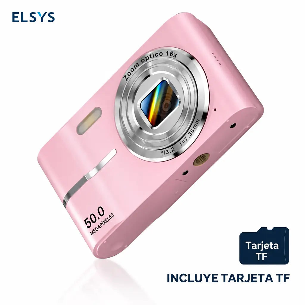 Cámara digital compacta 1080P con zoom 16X y tarjeta 32GB para estudiantes, viajes y fotos fáciles en cualquier salida