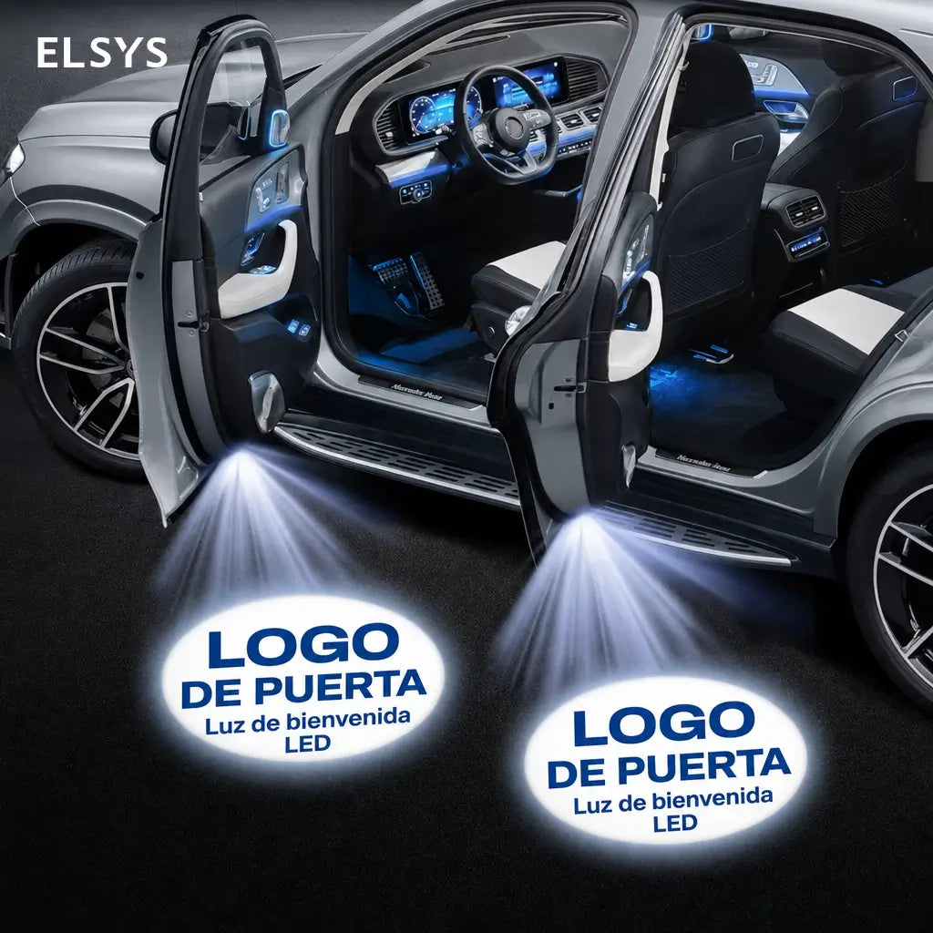 Luces de bienvenida para auto inalámbricas con sensor infrarrojo, proyección HD para puertas y diseño tipo fibra de carbono, 2 piezas