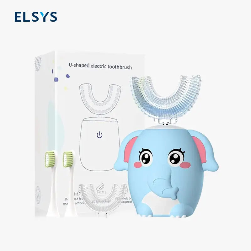 Cepillo de Dientes Eléctrico en U para Niños Sónico Recargable con 1-4 Cabezales 6 Modos de Limpieza Higiene Dental Infantil