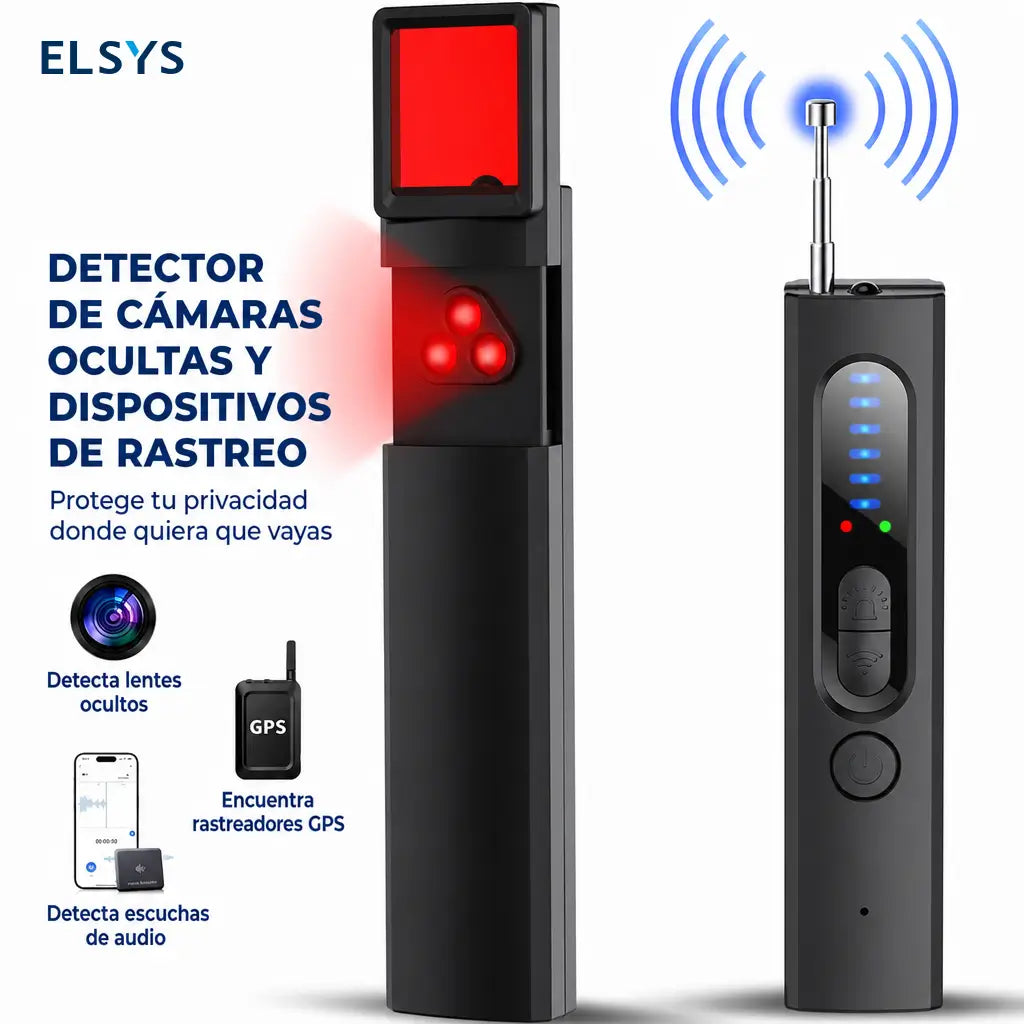 Detector portátil de cámaras ocultas, rastreadores GPS y señales RF con antena extensible para viajes, hotel, oficina, auto y uso diario