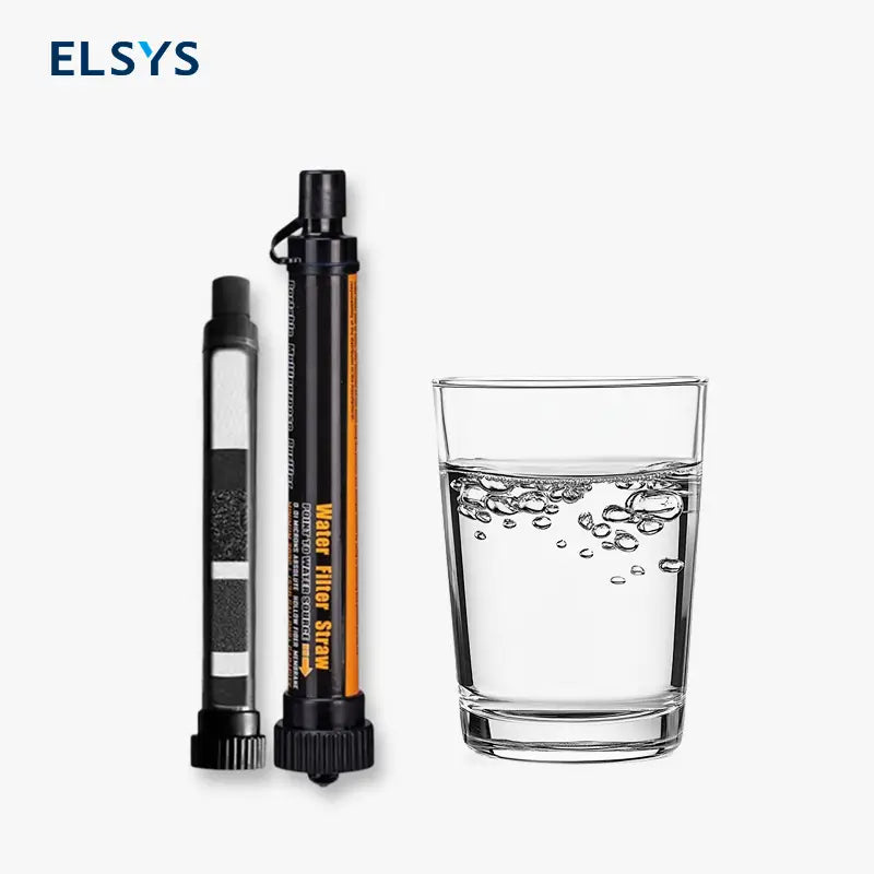 Filtro de Agua Portátil para Exteriores, Popote de Emergencia para Senderismo, Camping y Pesca, Diseño Ligero y Compacto, Paquete de 2 Piezas