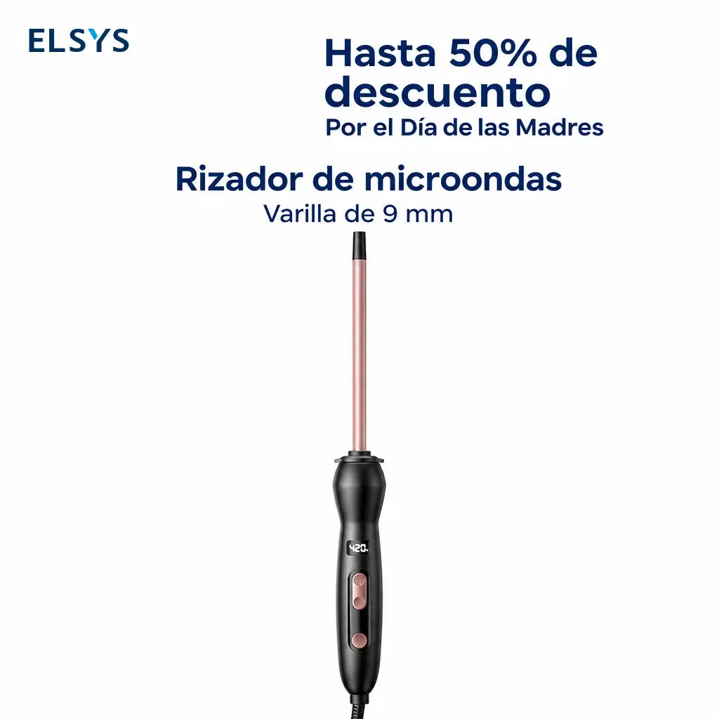Tenaza rizadora 3/8” de cerámica turmalina con calor rápido y pantalla LCD para rizos definidos en cabello fino o grueso
