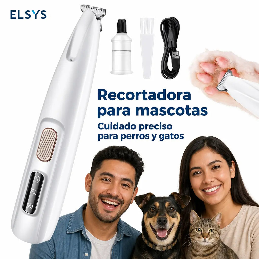 Rasuradora recargable para mascotas con luz LED, corte silencioso de precisión para patitas, cara y orejas de perros y gatos pequeños