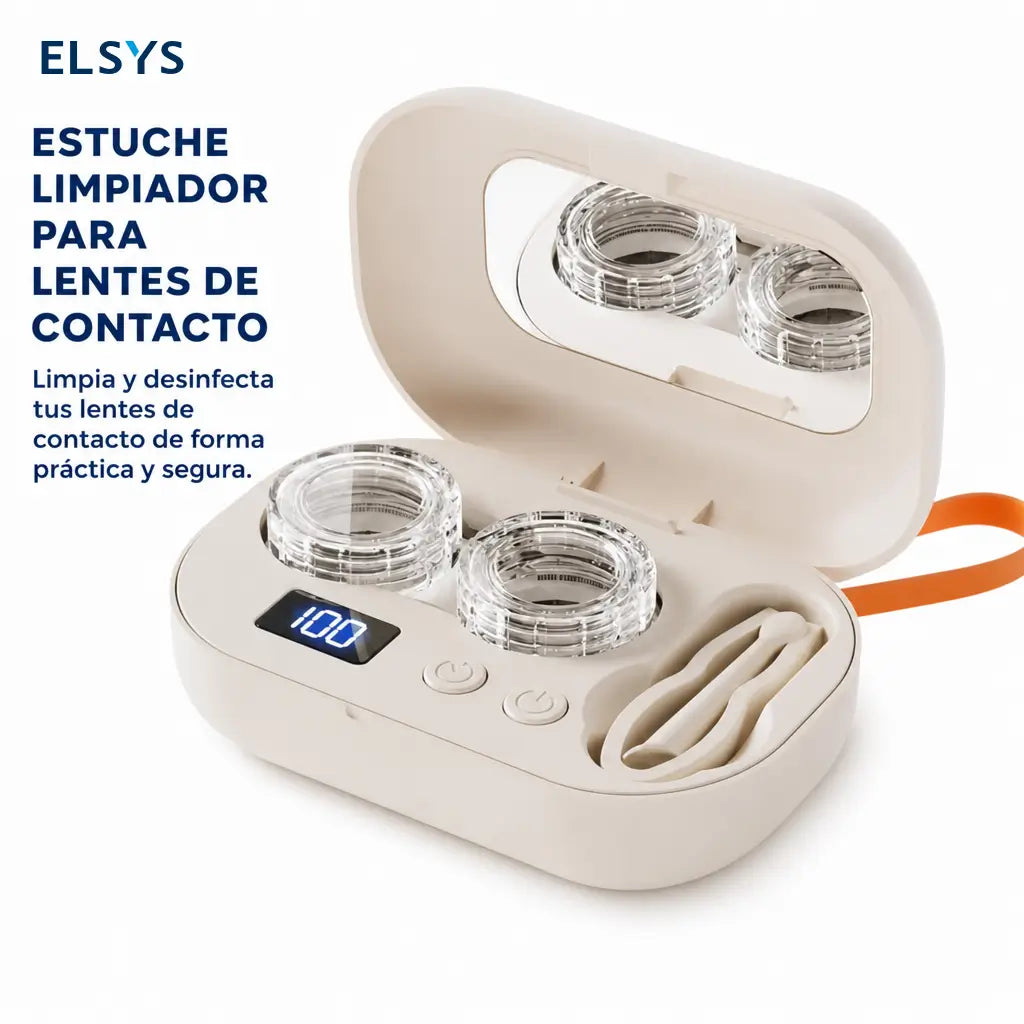 Limpiador ultrasónico recargable para lentes de contacto con espejo integrado, 2 modos y estuche portátil para viaje, oficina y casa diario