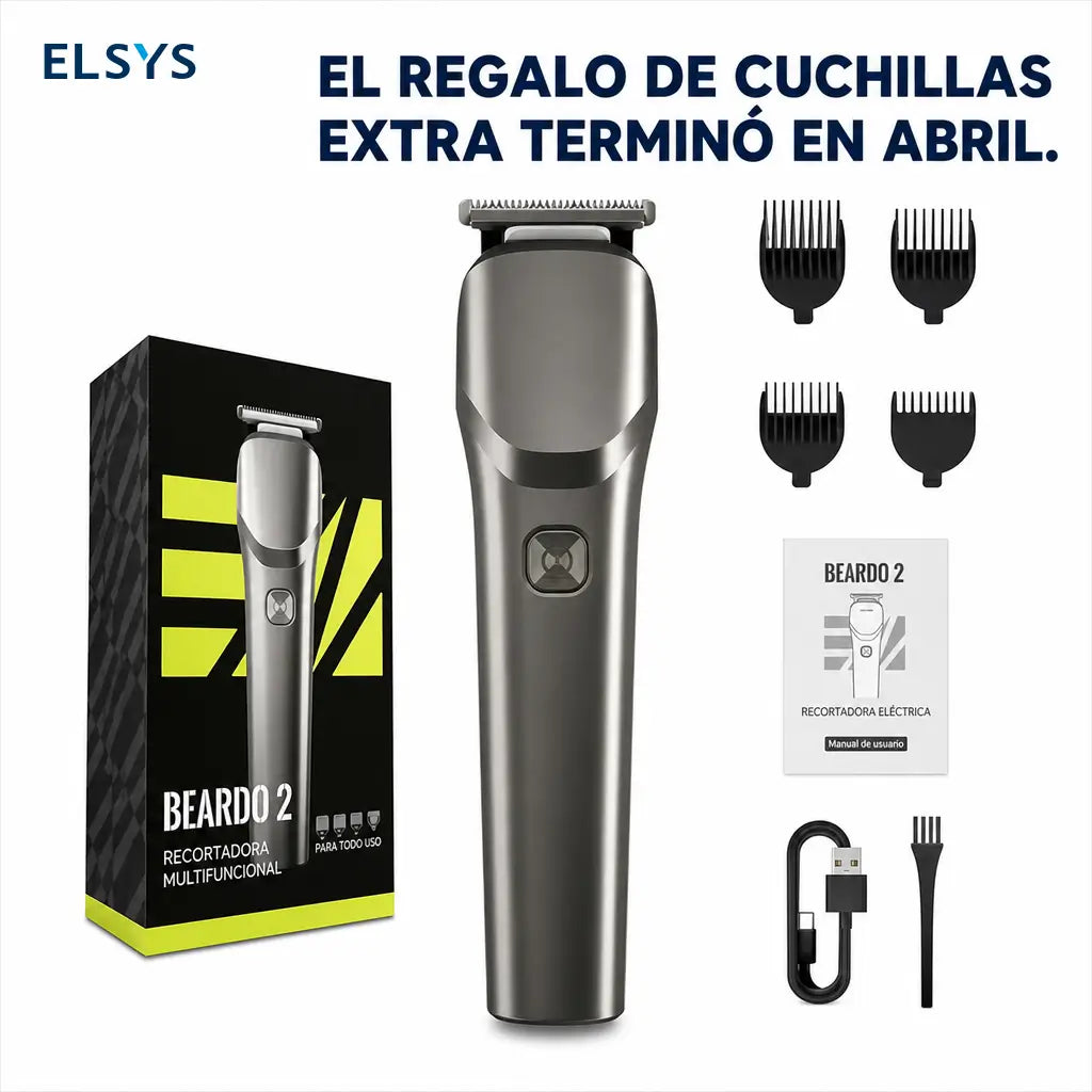 Recortadora eléctrica multifunción resistente al agua con carga USB-C rápida y 4 peines guía para barba, cabello y cuerpo, uso diario y viajes