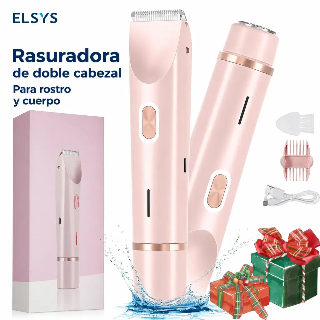 Rasuradora eléctrica 2 en 1 para bikini, rostro, axilas y piernas, recargable IPX7 para piel sensible en seco o ducha femenino