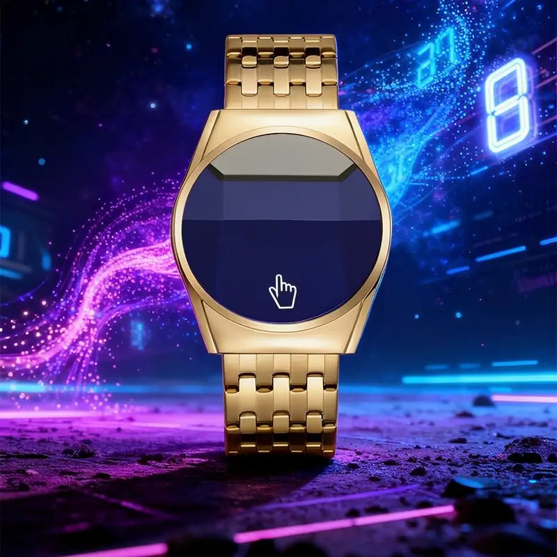 Reloj Deportivo para Hombre con Pantalla Táctil, Cristal Iridiscente en Forma de Diamante, Cronógrafo de Acero Inoxidable, Estilo Casual y de Negocios