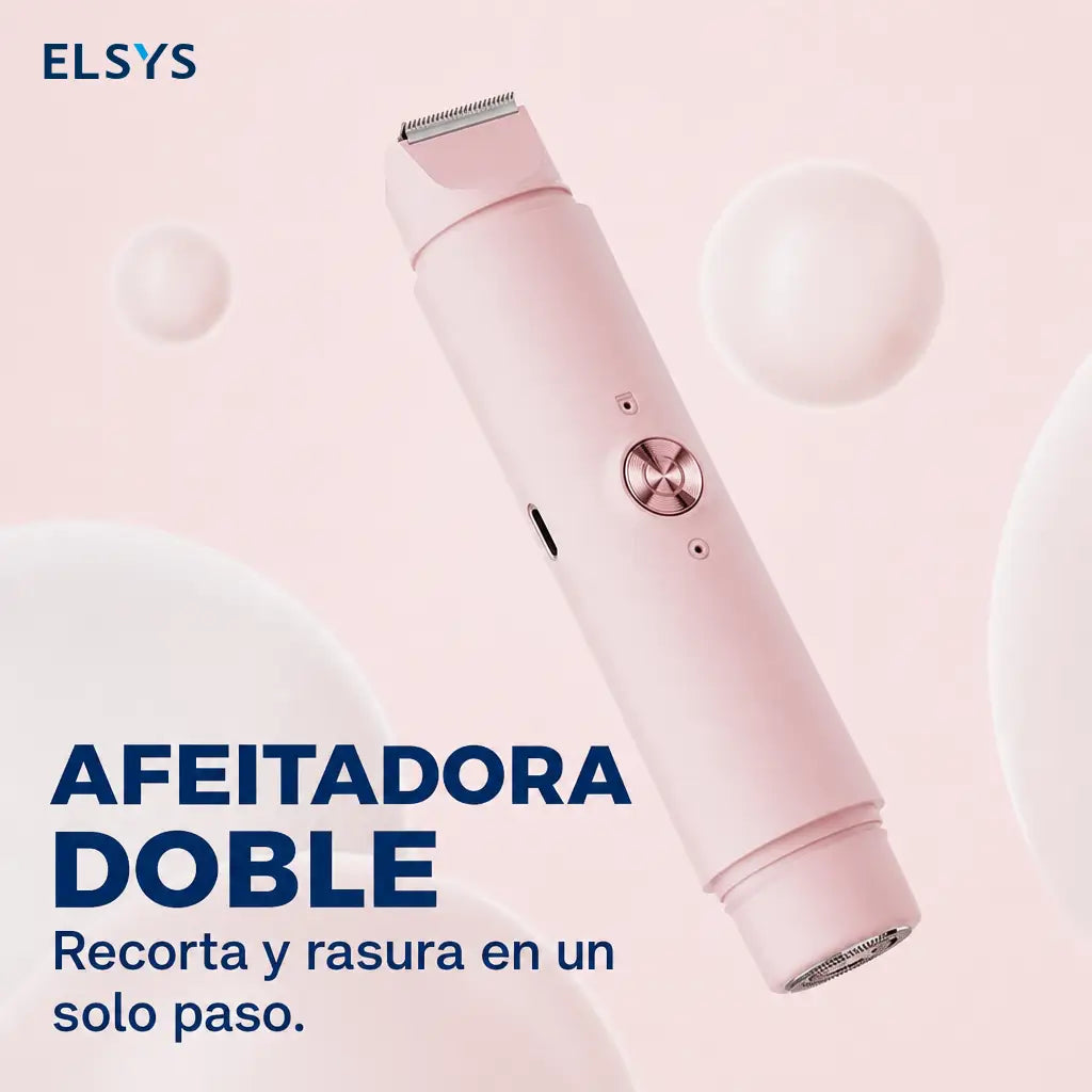 Afeitadora eléctrica 2 en 1 recargable USB con doble cabezal para depilación suave de rostro, piernas y zona bikini en casa