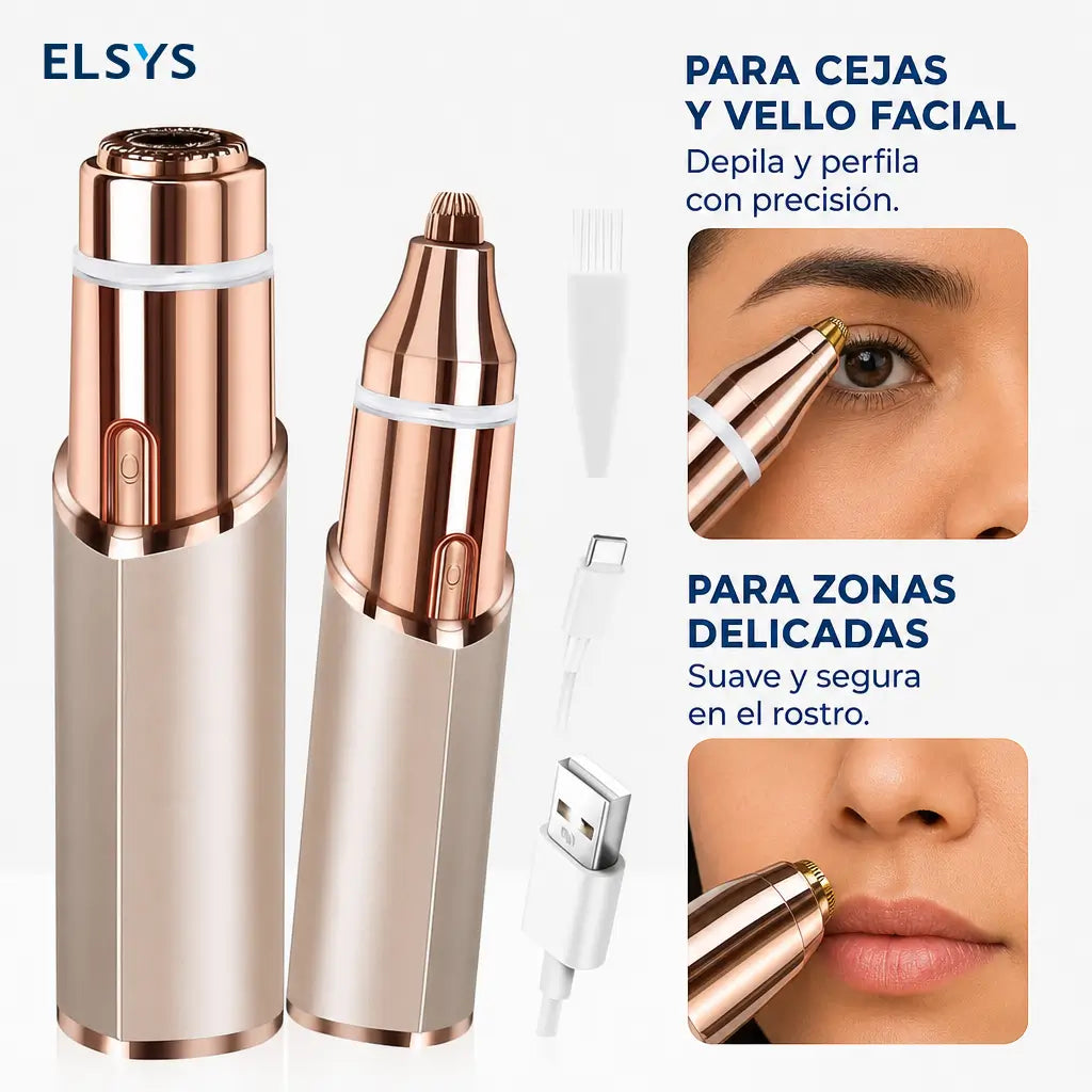 Perfiladora de cejas y depiladora facial recargable USB-C con LED para retoques precisos en rostro y vello fino