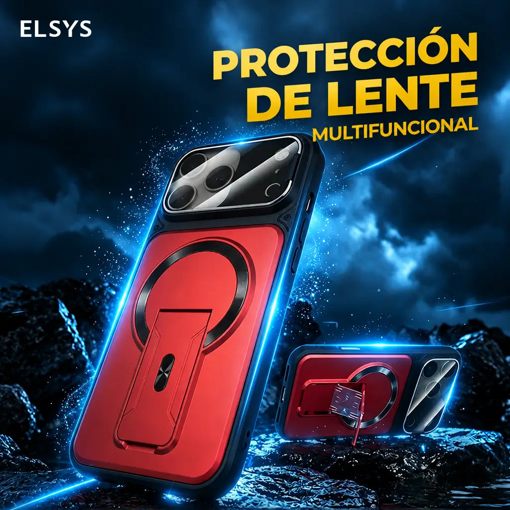 Funda multifuncional para iPhone con soporte invisible, protección de cámara y aro magnético para uso diario y manejo cómodo en tu celular