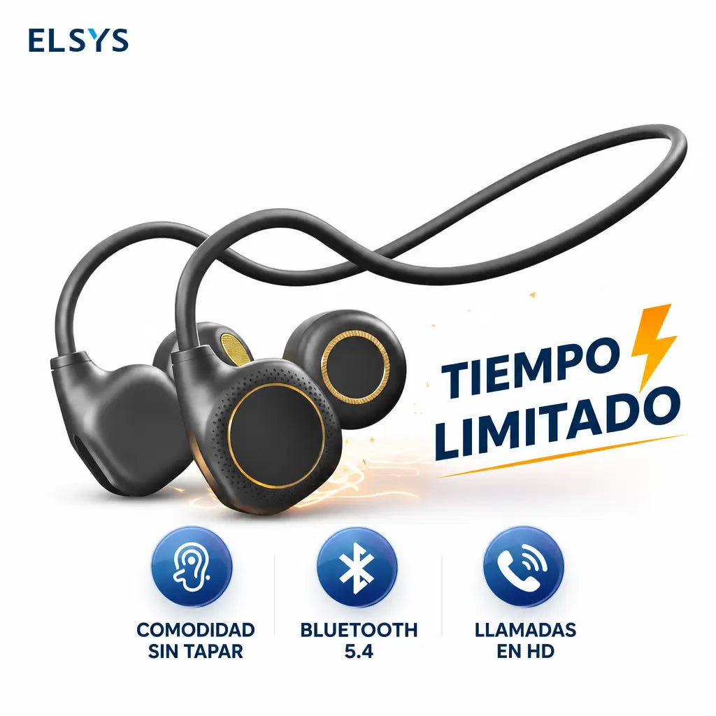 Audífonos deportivos open-ear Bluetooth 5.4 resistentes al sudor, con batería de 8 horas y ajuste seguro para correr diario