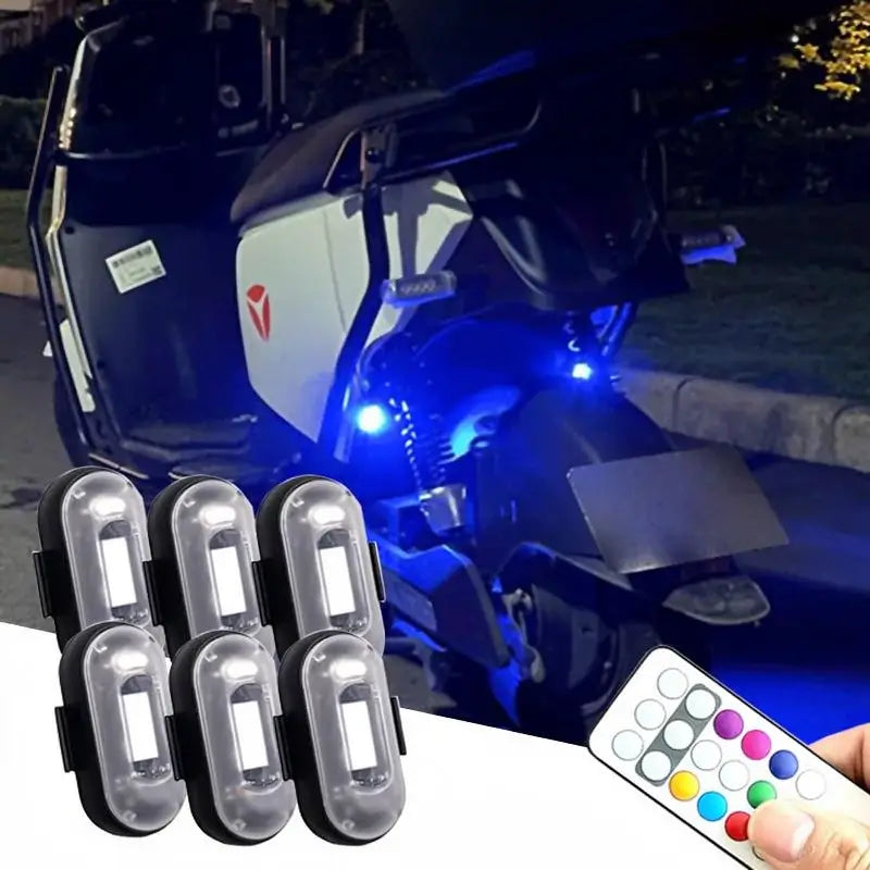 Luces LED Estroboscópicas Inalámbricas RGB Carga USB IP65 Impermeables Anti-Colisión para Carro Moto Dron y Bicicleta