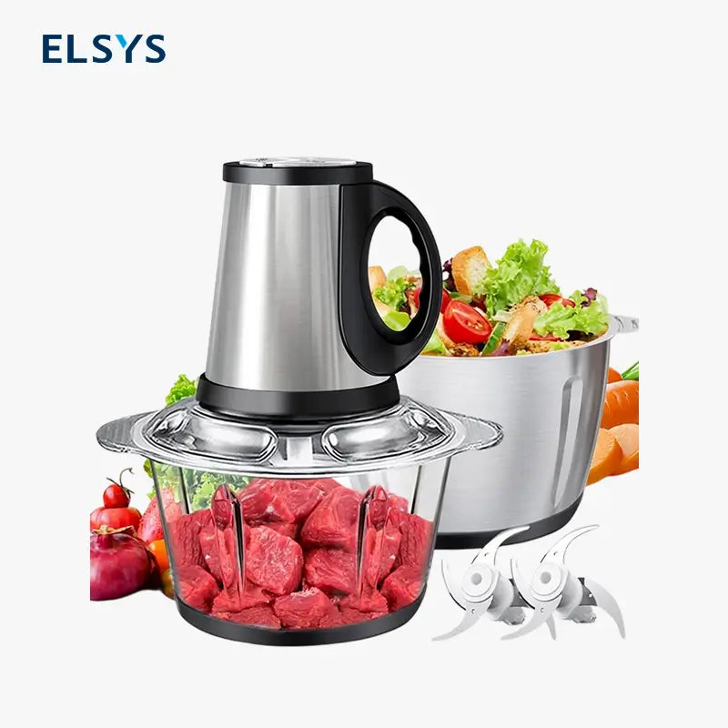 Procesador de Alimentos para Bebé y Molino de Carne de 2L - Incluye 2 Aspas y 2 Tazones Aptos para Lavavajillas, Motor de Cobre Puro para Papillas, Nueces y Carne, Diseño Silencioso y Libre de BPA