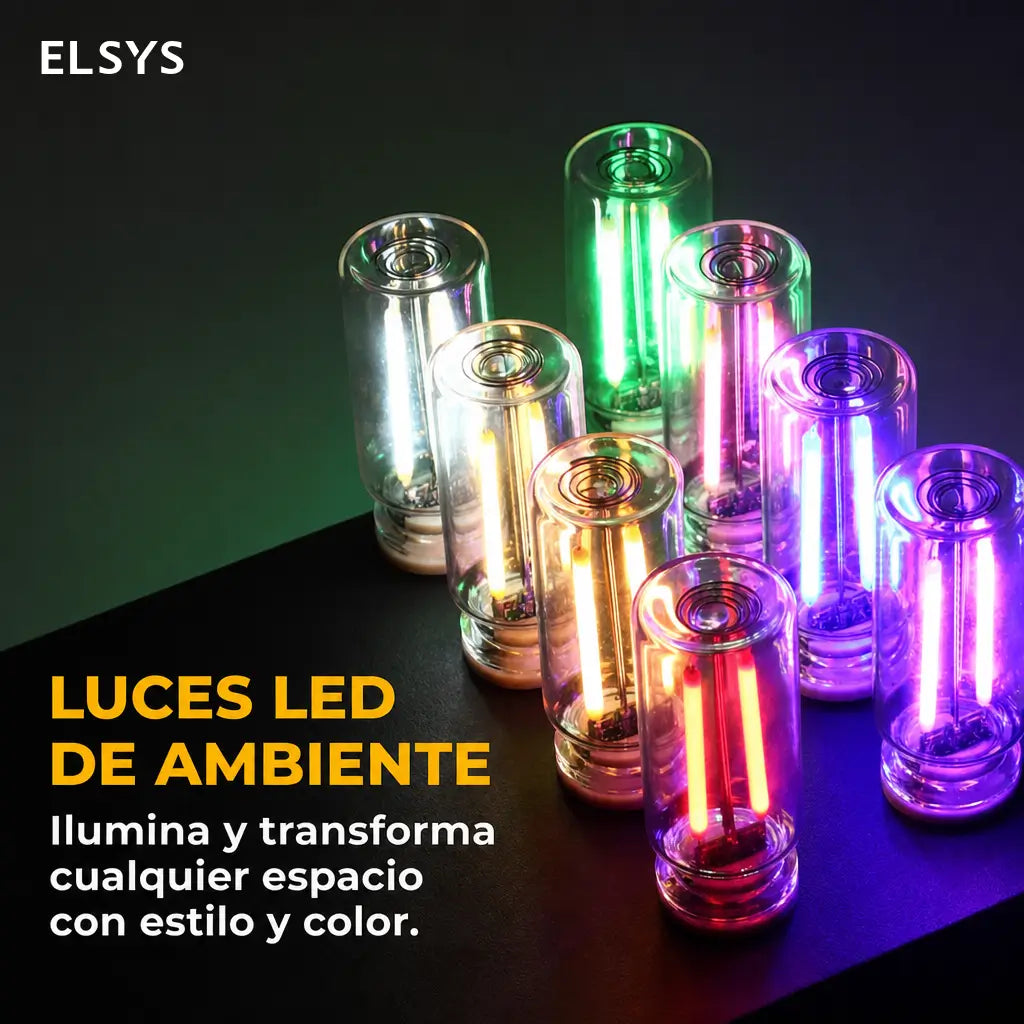 Lámpara LED USB táctil regulable con doble filamento para ambiente decorativo en auto, recámara o escritorio de noche y lectura suave
