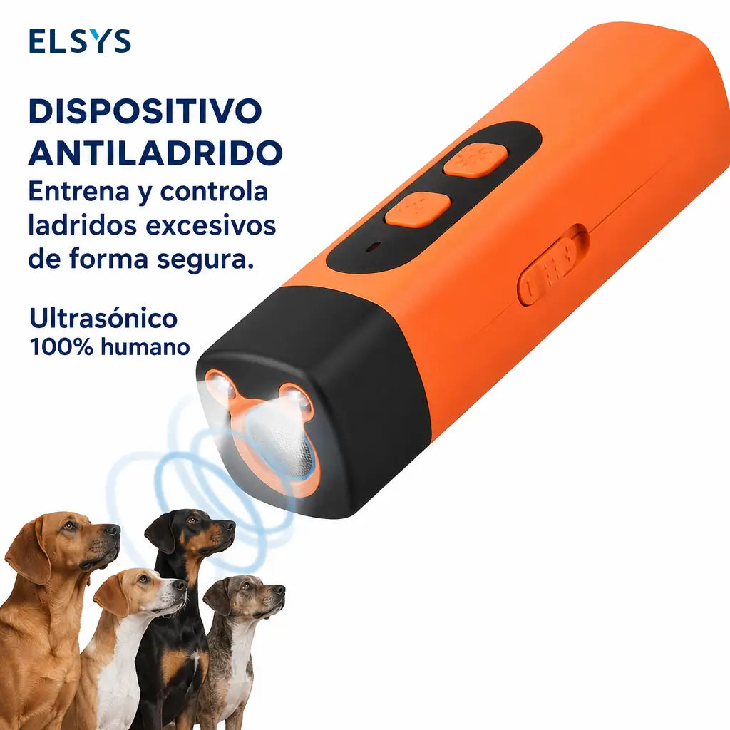 Dispositivo sónico recargable para entrenamiento canino con linterna LED y alcance de 9.1 m (30 ft) para ladridos diarios