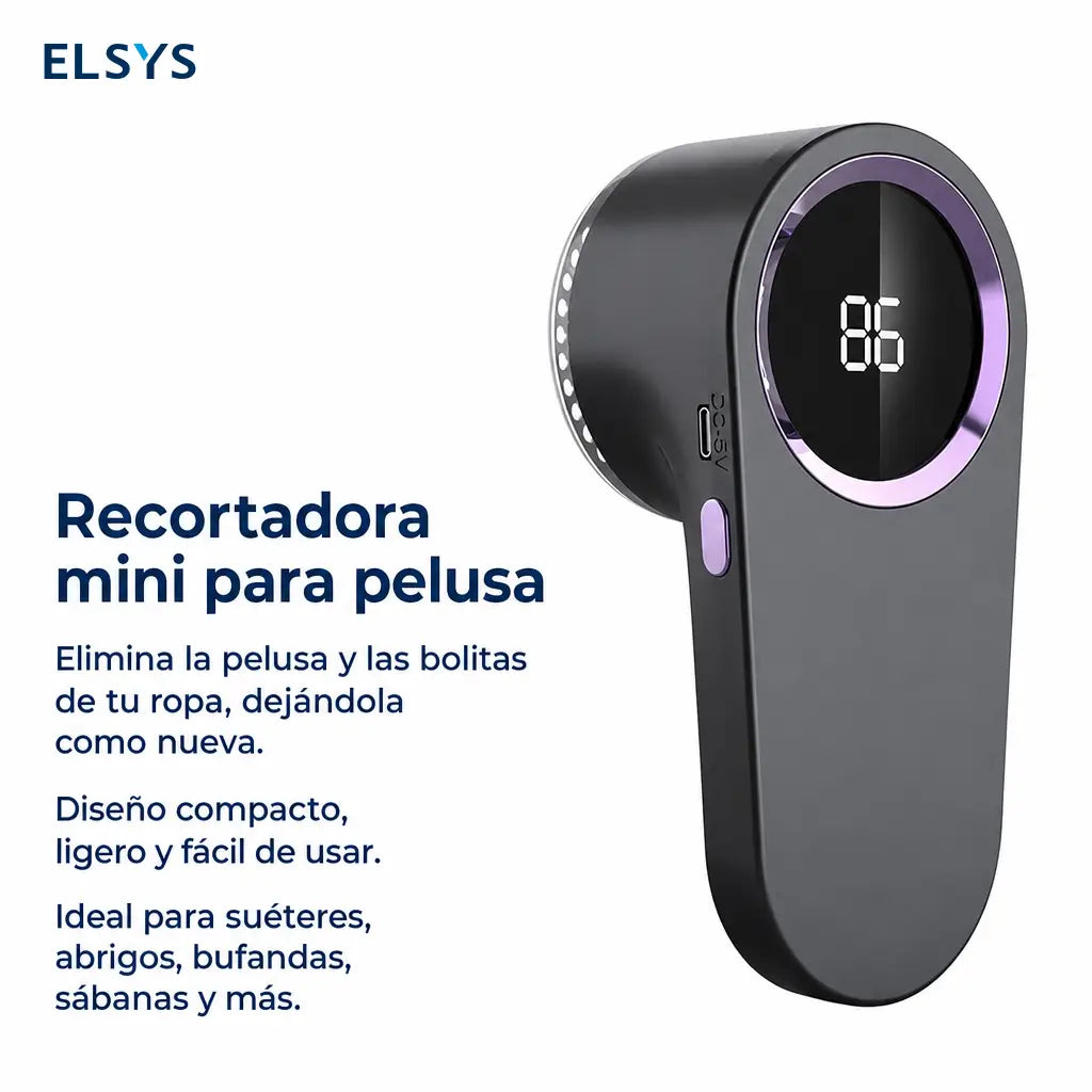 Máquina quitapelusas portátil USB Type-C con cubierta protectora para renovar ropa, muebles tapizados y alfombras en minutos sin ocupar mucho espacio