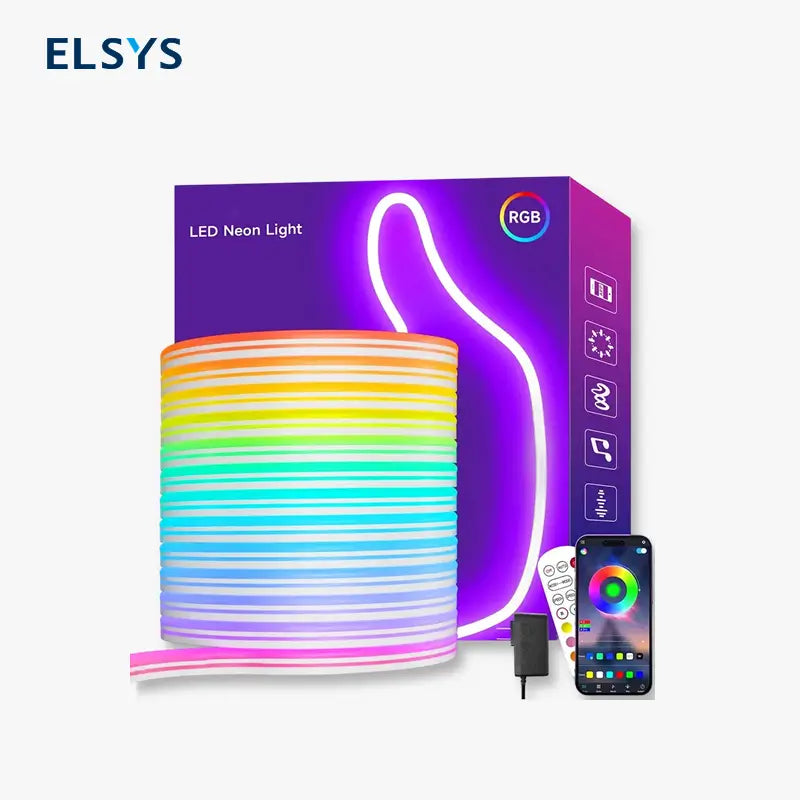 Tira de Luces LED de Neón RGB, Manguera de Luz de 24V con Sincronización de Música, App y Control Remoto, Impermeable IP67, Ideal para Gaming, Decoración de Recámara, Interiores, Exteriores y Fiestas