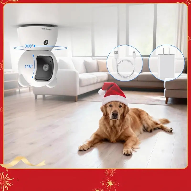 Cámara de Seguridad WiFi 2.5K 4MP para Interiores, Giro de 360°, Visión Nocturna, Audio Bidireccional y Monitoreo de Bebés y Mascotas con Tarjeta de 32GB