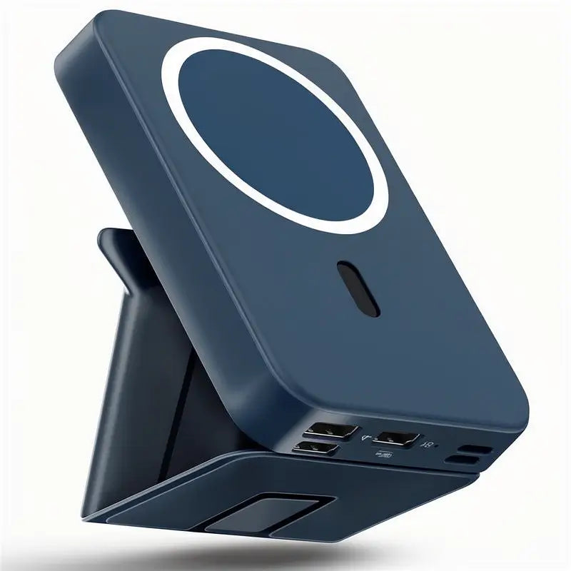 Batería Portátil Magnética 10000mAh Cargador Inalámbrico con Cable USB-C y Pantalla LED Power Bank Plegable Compatible con Serie 17/16/15/14/13/12 Pro y Pro Max Silicón Compacto