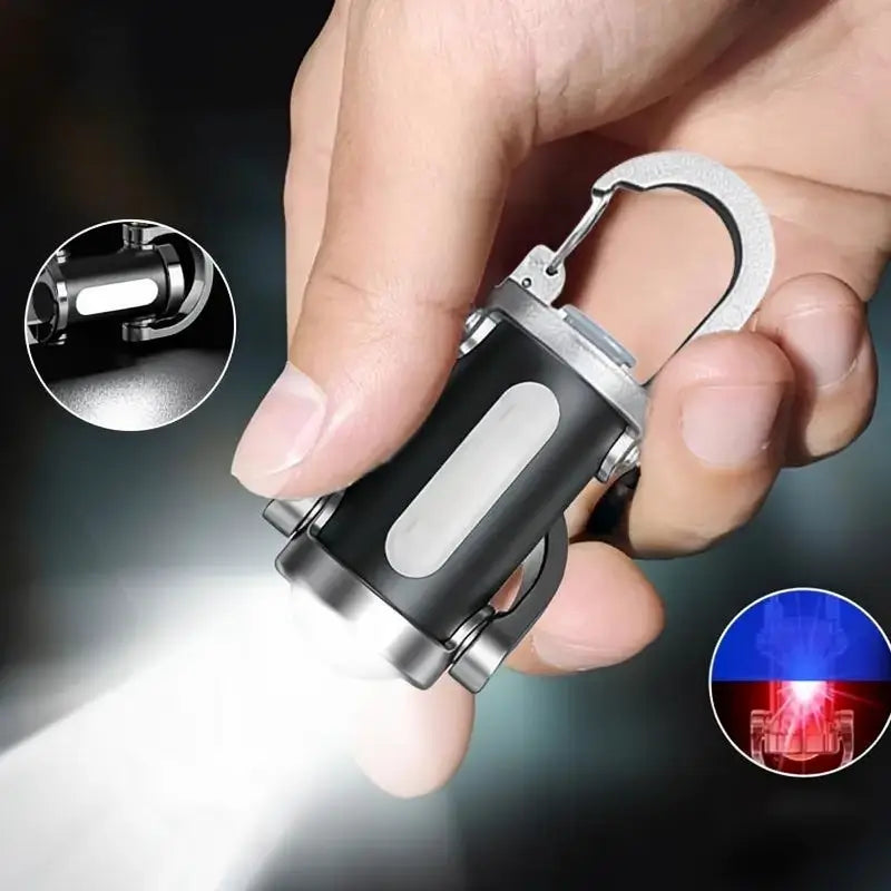 Mini Linterna LED para Llavero Recargable USB-C con Gancho, Lámpara Compacta de 200 Lúmenes Súper Brillante, Linterna de Emergencia para Camping, Senderismo, Hogar y Apagones - Iluminación Portátil y Duradera