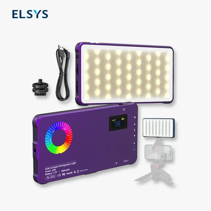 Lámpara de Fotografía Recargable USB, Luz RGB con Cambio de Color, Iluminación Portátil para Cámara, Luz para Selfie de Viaje, Ideal para Streaming y Vlogs, Accesorios para Cámara