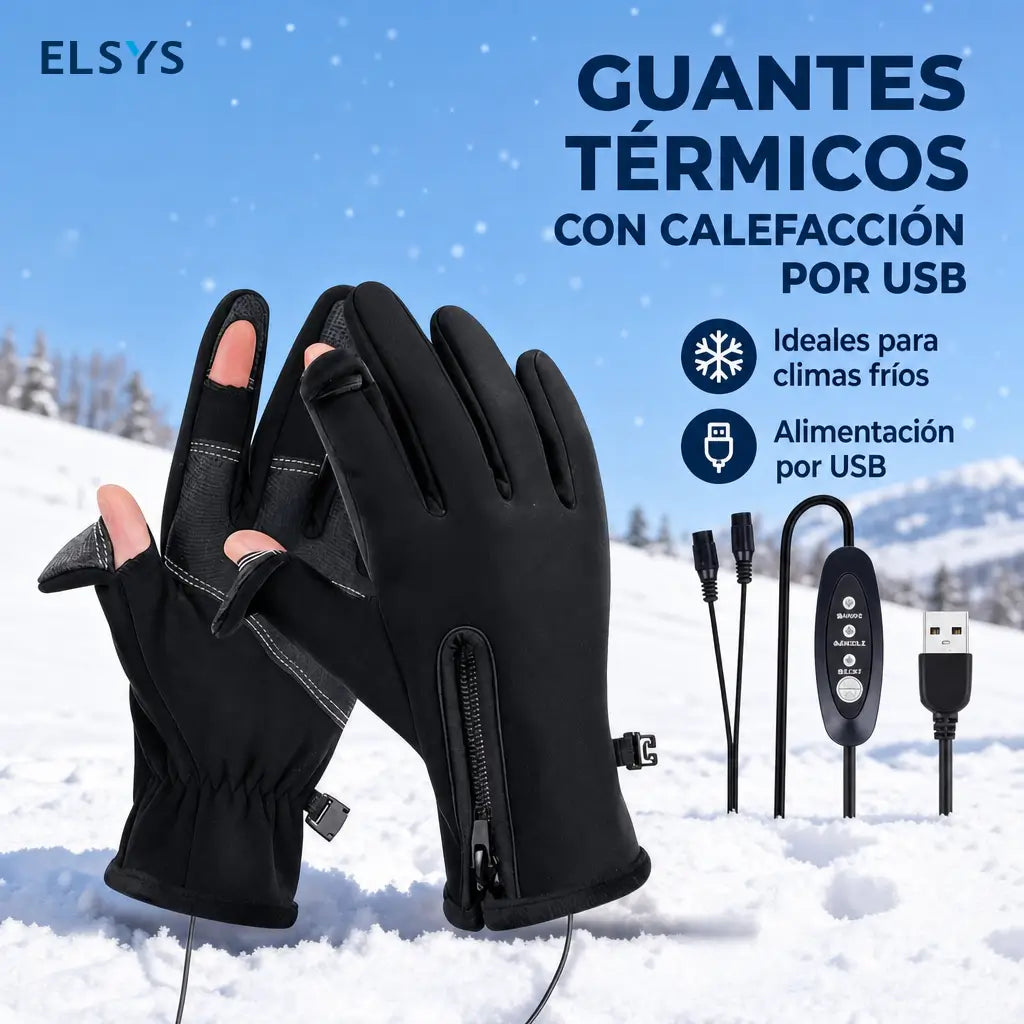 Guantes térmicos USB impermeables con 3 niveles de calor y pantalla táctil para pesca, moto y trabajo al aire libre en invierno