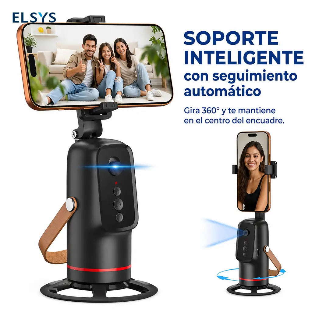Soporte inteligente para celular con seguimiento facial 360° y control por gestos para lives, vlogs y selfies creativos diarios