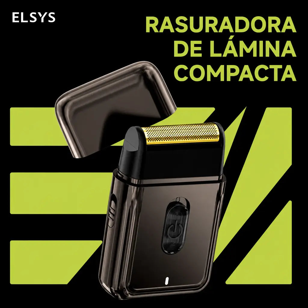 Máquina de afeitar compacta recargable con malla ultrafina 0.05 mm, recortador de patillas y estuche para llevar en bolsillo durante viajes