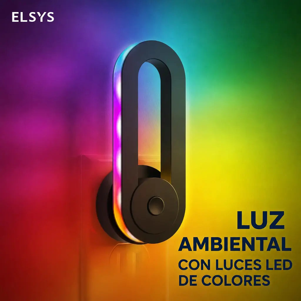 Lámpara nocturna LED RGB enchufable con sensor automático, dos modos de luz y giro 180° para recámara, sala gamer o buró