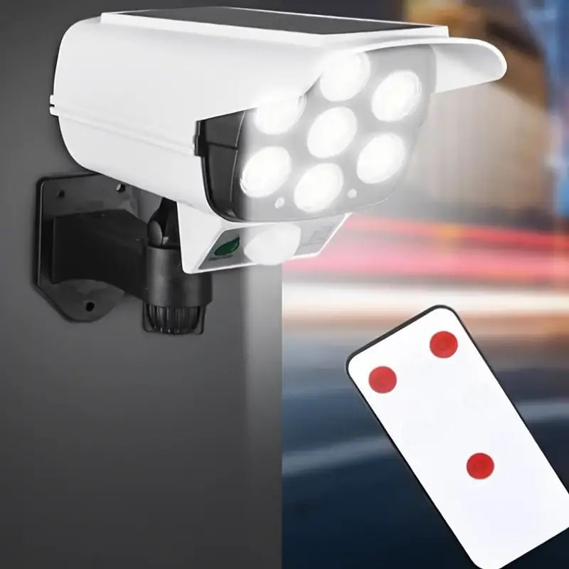 Lámpara Solar de Seguridad Tipo Cámara de Vigilancia 800LM con Sensor de Movimiento | Impermeable para Exterior