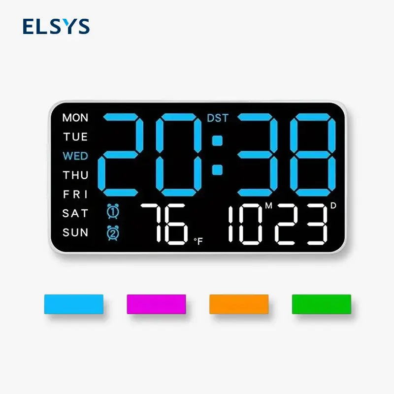 Reloj de Pared Digital Grande con Pantalla LED, Fecha y Temperatura, Temporizador, Regalo Ideal para Adultos Mayores, Decoración para Sala o Recámara