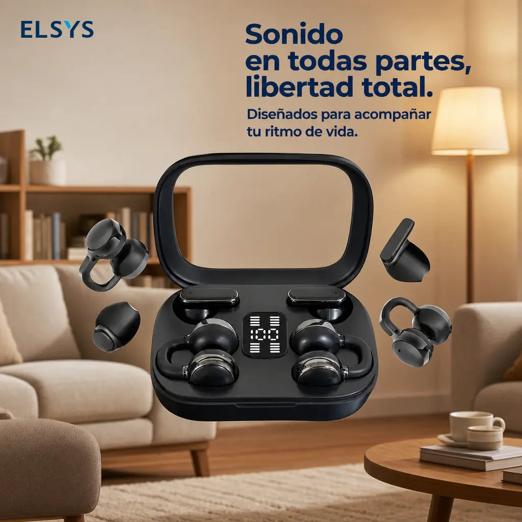 Auriculares inalámbricos Bluetooth 5.4 2 en 1 con modo in-ear y clip-on para música, llamadas claras y gaming sin cables diario