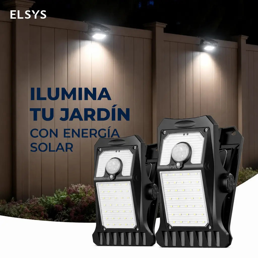 Lámpara solar exterior con sensor de movimiento, 600 lm, carga USB-C y clip ajustable para patio, jardín, reja o cochera en casa