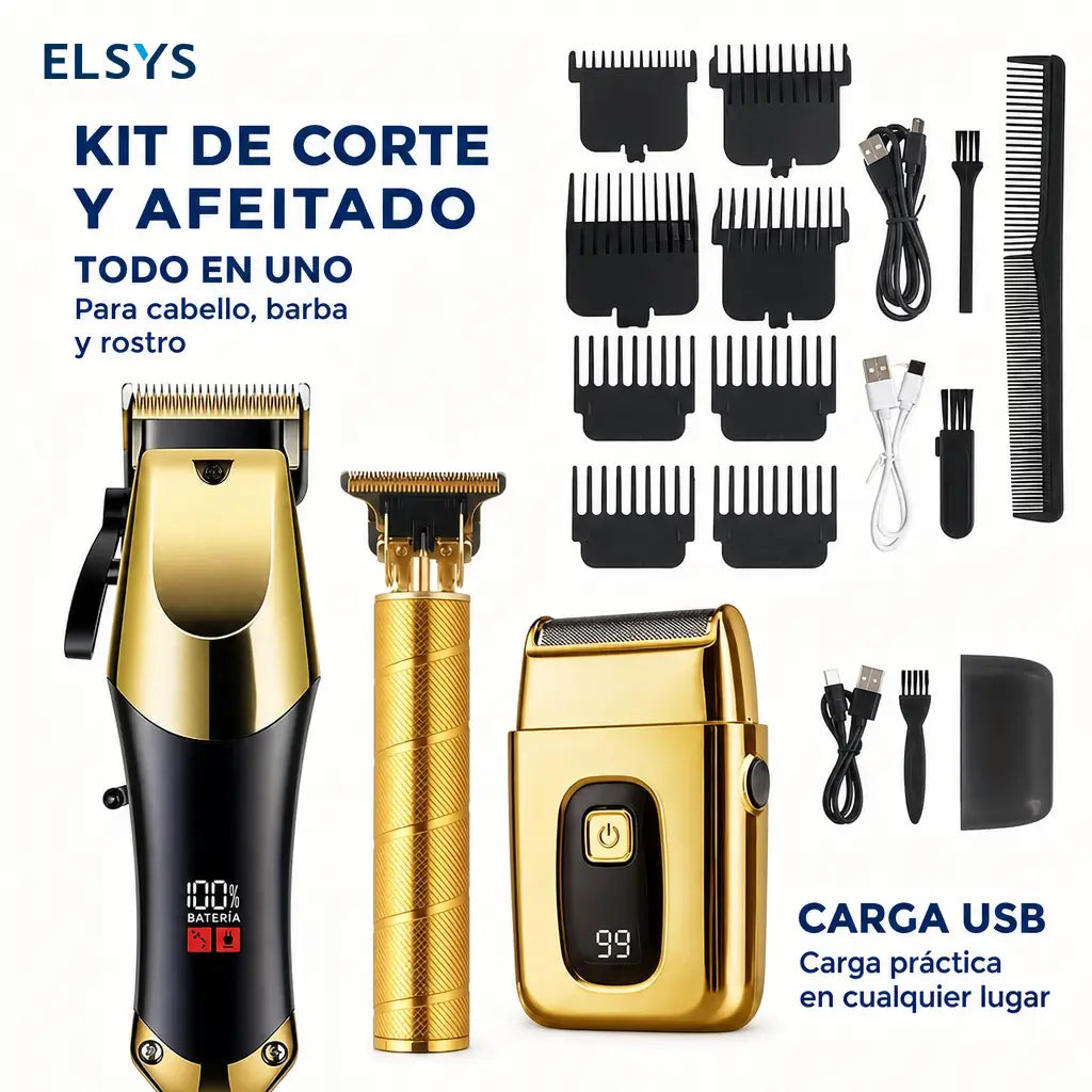 Kit de cortadora y recortadoras para hombre con carga USB, pantalla LCD y cuchillas ajustables para cortes en casa o barbería