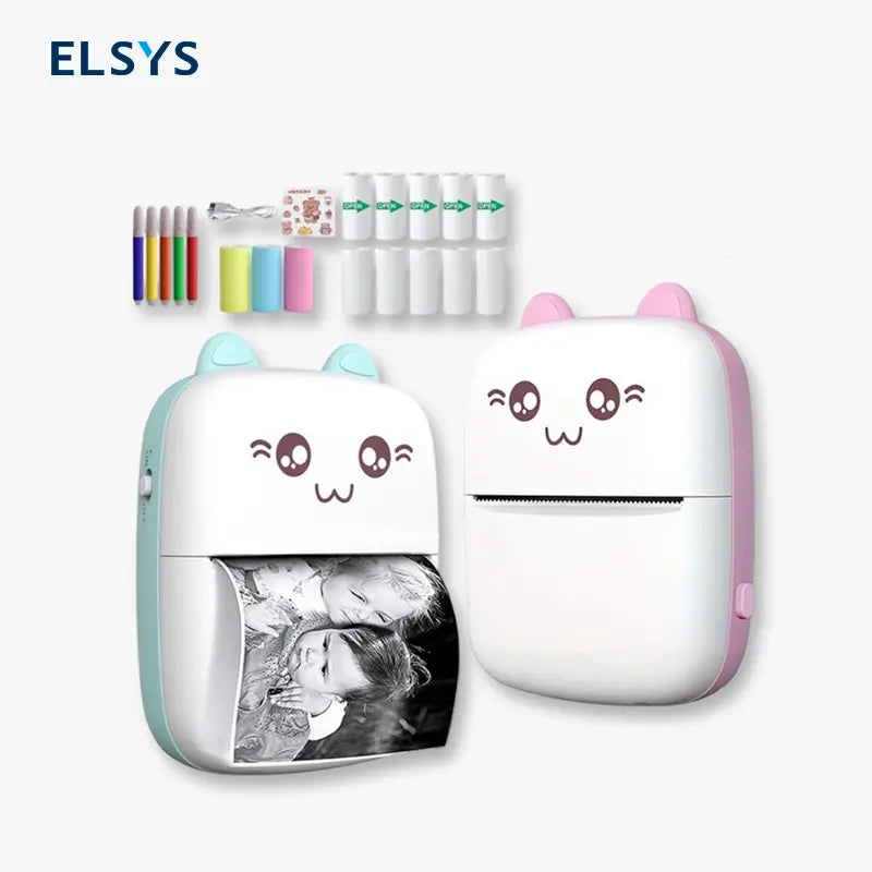 Mini Impresora Térmica de Bolsillo Portátil, Etiquetadora Bluetooth 20 en 1 sin Tinta con 13 Rollos de Papel y Plumas, para iOS y Android, Impresora de Notas Adhesivas y Fotos, Útiles Escolares para Estudiantes, Regalo de Navidad y Cumpleaños