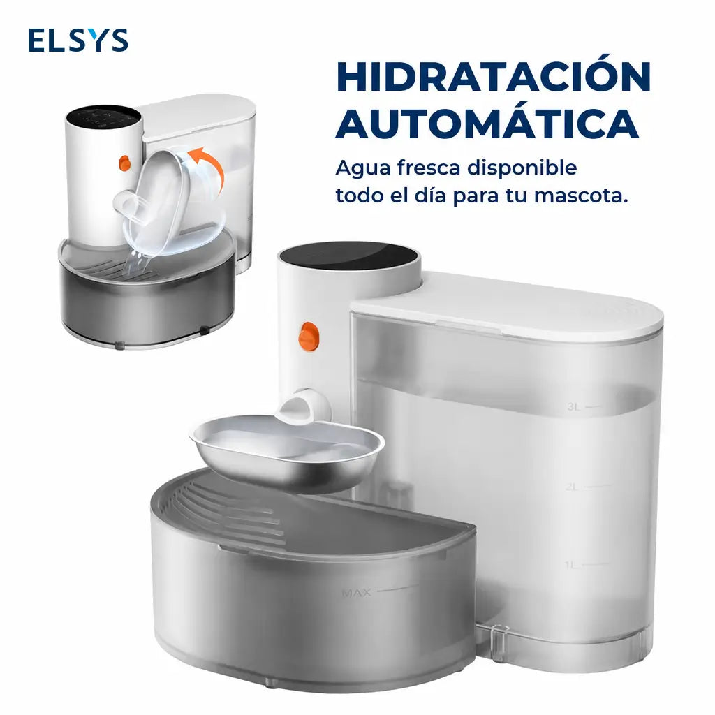 Fuente de agua automática para gatos y perros pequeños, 3.5 L, inalámbrica con tazón de acero y autorrelleno inteligente sin filtros