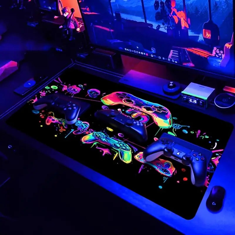 Mouse Pad Gamer Grande, Tapete para Mouse Acolchado Reactivo a Luz UV, Base de Goma Antiderrapante