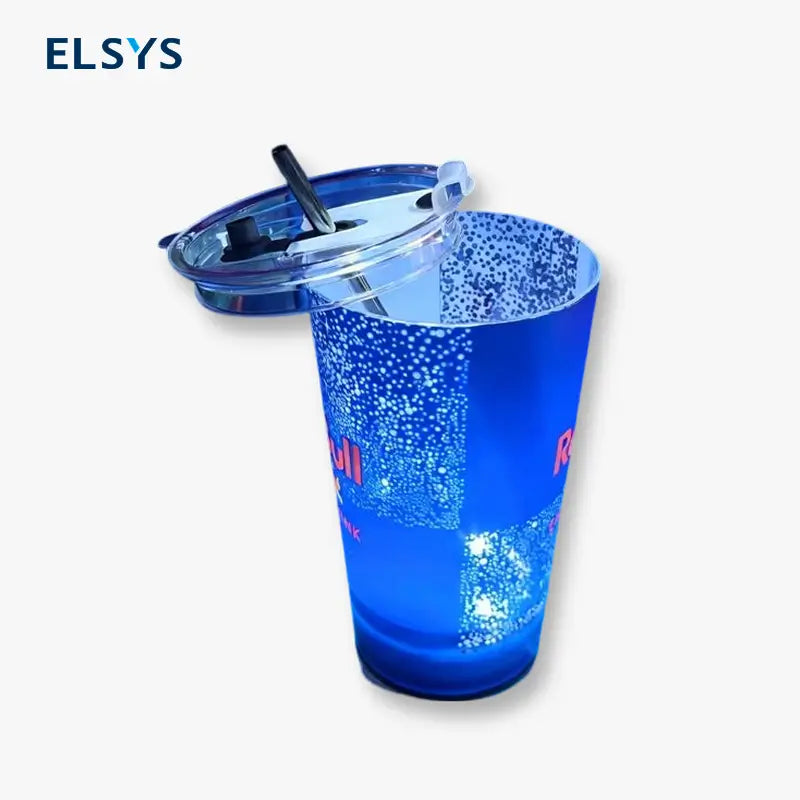Vaso LED Luminoso para Fiestas de 415ml con Tapa y Popote - Colores Personalizables