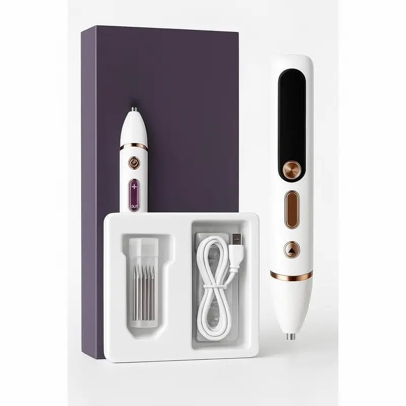 Pluma de Belleza Inteligente con Pantalla LCD - Dispositivo de Cuidado de la Piel Recargable con Pinzas de Regalo, Kit de Belleza Portátil y Seguro