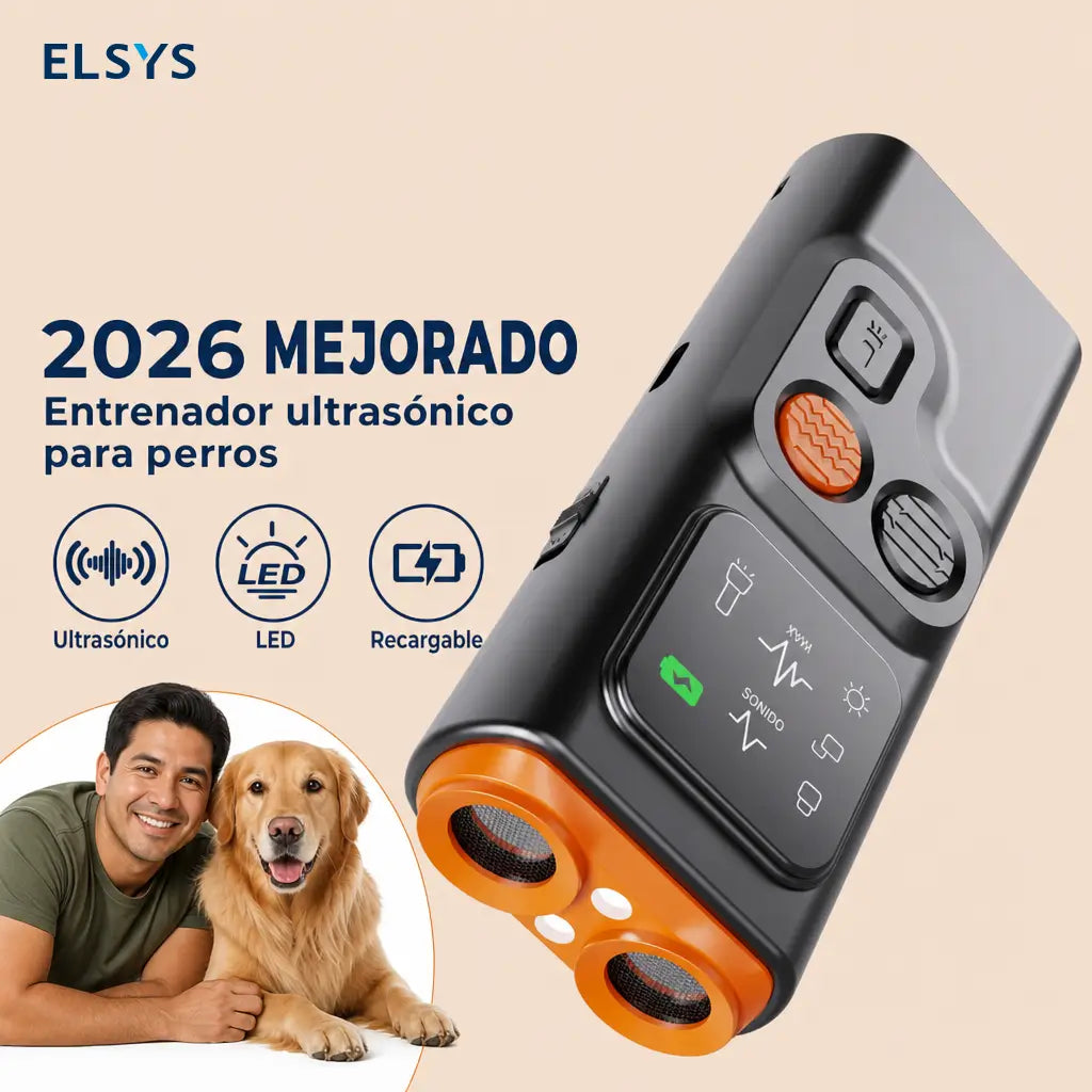 Dispositivo ultrasónico recargable USB-C para entrenar perros, con pantalla HD, linterna LED y control de ladridos sin collar en casa y paseos